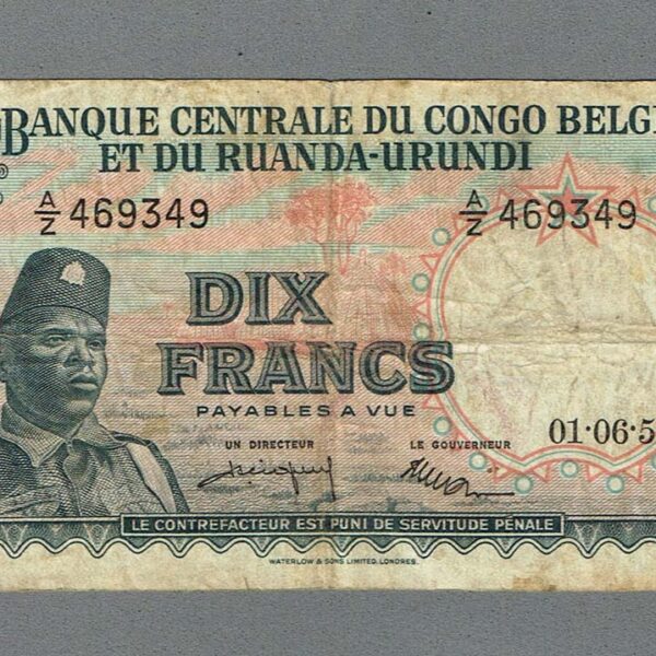 Belçika Kongosu BELGIAN CONGO 10 Francs 1958 VF - çt