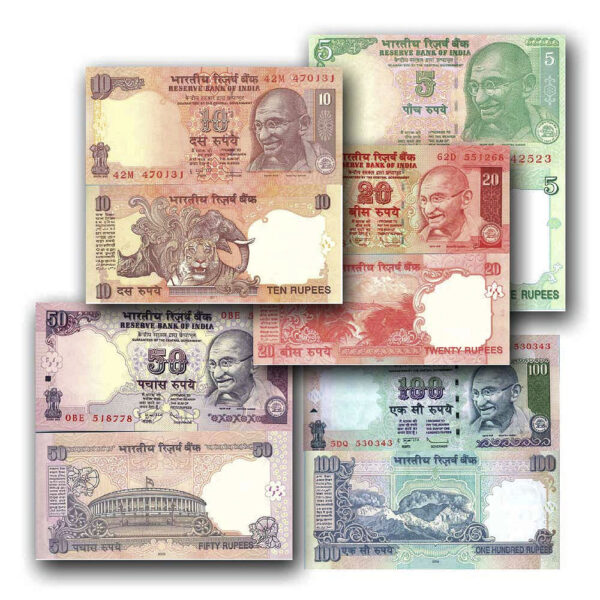 INDIA Hindistan 5 Banknot Indra Gandi çil UNC