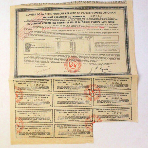 CONSEIL DE LA DETTE PUBLIQUE RÉPATIE DE L`ANCIEN EMPIRE OTTOMAN *hisse senedi
