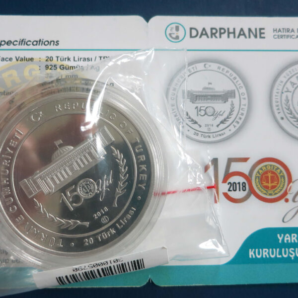 Yargıtay 150.nci yıl hatıra parası gümüş sertifikalı 2018