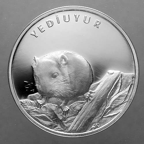Türkiye nin hayvanları Yediuyur 38.61 mm. Gümüş Sertifikalı hatıra parası