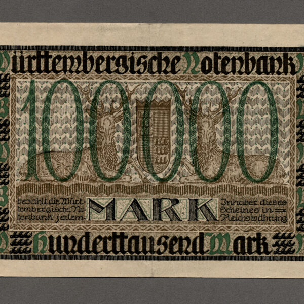 DEUTSCHLAND 50000+100000 Mark 1923 Wüttenbergische Notenbank *EF/AU