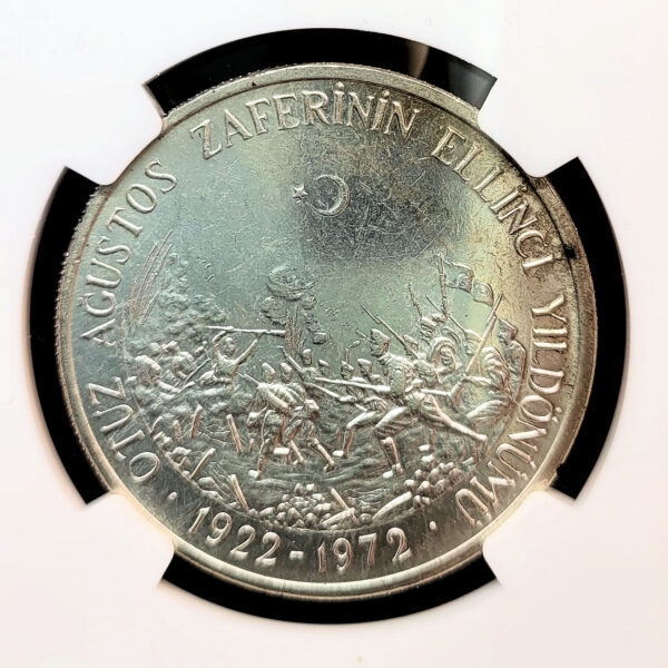 30 Agustos 50. sene 1972 DARPHANE GÜMÜŞ HATIRA NGC 62 Sertifikalı çil *SATILDI - OUT OF STOCK