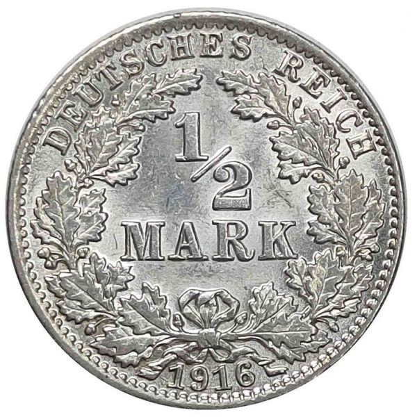 ALMANYA 1916(A) YILI 1/2 MARK GÜMÜŞ ÇİL