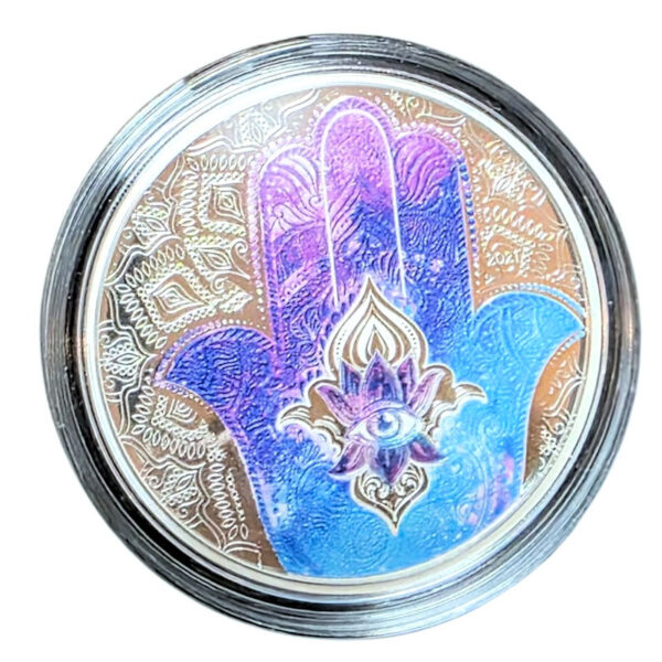 PALAU 5 Dollars 2021 Proof 1 oz. Silver 999 38.61 mm. Sertifikalı gümüş HAMSA`NIN ELI mineli