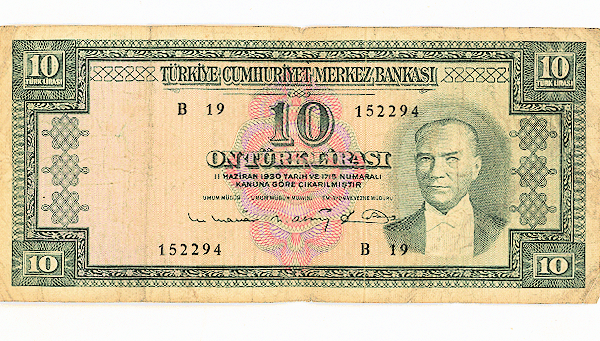 5. Emisyon 10 Lira 1963-66 Banknot 6. Tertip *Haliyle