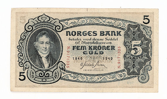 NORWAY Norveç 5 Kron 1940 VF+