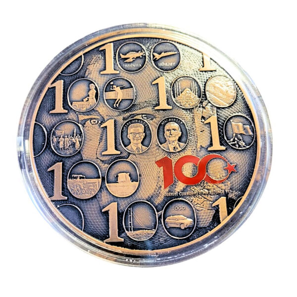 T.C. 100. YIL 2023 Darphane bronz hatıra madalyası kutusuz orijinal kapsülünde sertifikalı