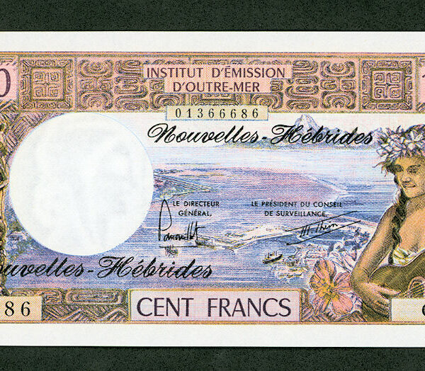 NOUVELLE HEBRIDES Institut D`Emission D`Outre Mer *Yeni Hebridler 100 francs  - ÇİL (UNC)
