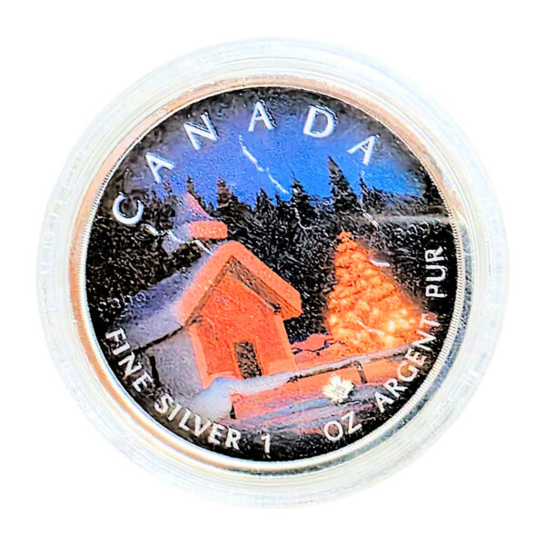CANADA KANADA CHRISTMAS SERİSİ :SILENT NIGHT - RENKLİ BASKI  Kanada 5 Dollar 2018 - Kraliçe Elizabeth II (31,10 Gr 9999 Ayar Gümüş) - ÇİL(+)