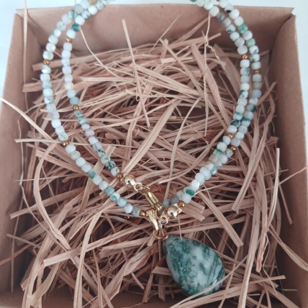 Ağaç akik kolye (4 mm )