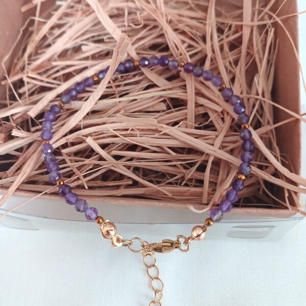 Faset Ametist Taşı Bileklik (4 mm )