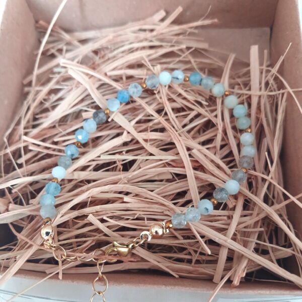 Faset Akuamarin Taşı Bileklik (4 mm )