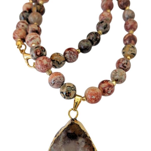 Jasper taşı kolye (8 mm çapında) Duygu taşı