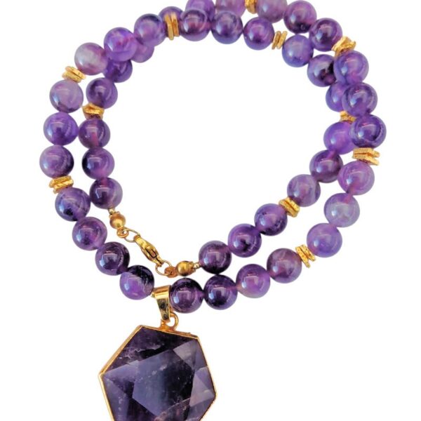 Doğal Ametist Kolye • Mor Doğal Taş • Şık & Zarif Tasarım