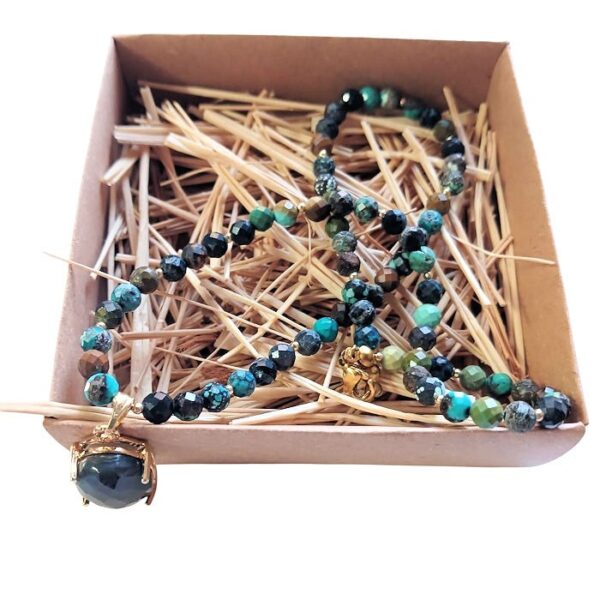 El İşi Afrika Turkuaz Kolye • Spiritüel & Modern