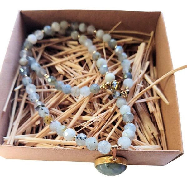 Labradorit faset kesim 5 mm. kolye