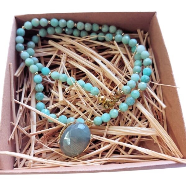 Amazonit Taşı Kolye – Enerji Dengeleyici, Zarif El İşçiliği