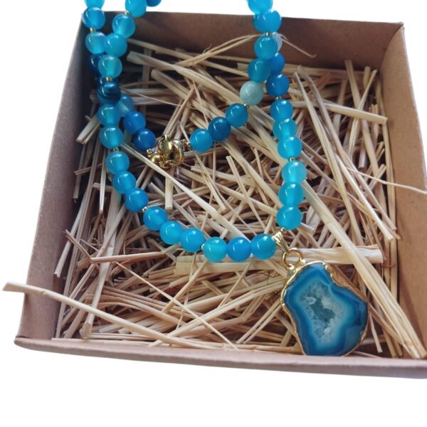 Mavi Akik 6 mm. kolye(Nazar taşı)