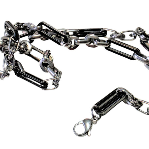 55 cm. kolye paslanmaz siyah ve beyaz çelik *stainless steel