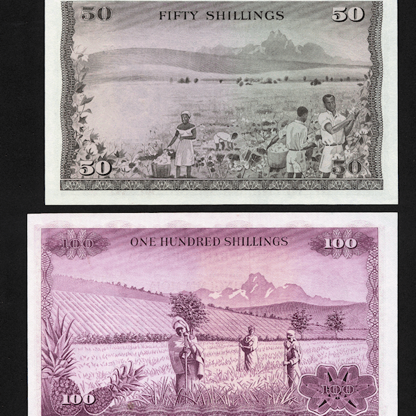 KENYA 50 and 100 Shillingi 1971-72 *UNC
