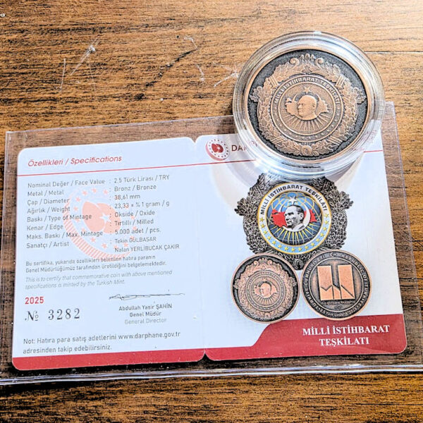 Milli istihbarat teşkilatı 2025 Bronz hatıra parası sertifikalı