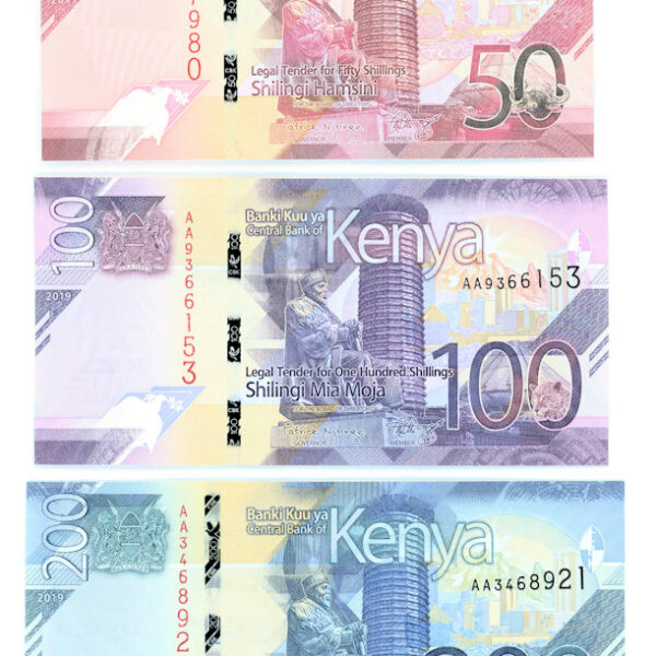 KENYA 50+100+200 Shillingi – UNC