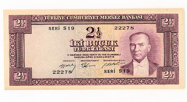 5. Emisyon 2 Buçuk Lira 2. Tertip Pick # 151a Serie S19 *çt - VF