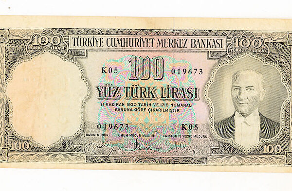 5. Emisyon 100 Lira 1. Tertip 1952 ND (1976) Pick # 167a serial K05 *VF - çt