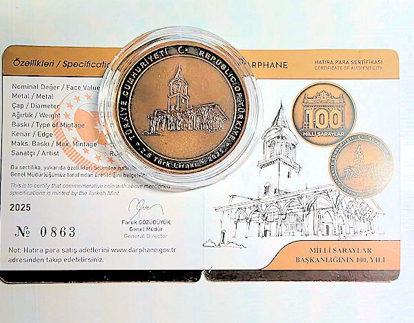 Milli Saraylar b. 100 senesi Hatıra Parası sertifikalı
