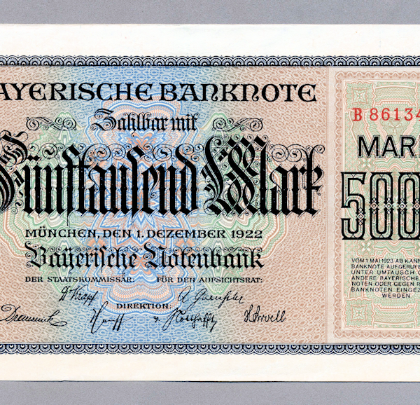 DEUTSCHLAND Bayerische 5000 Mark 1922 UNC *çilaltı banknot
