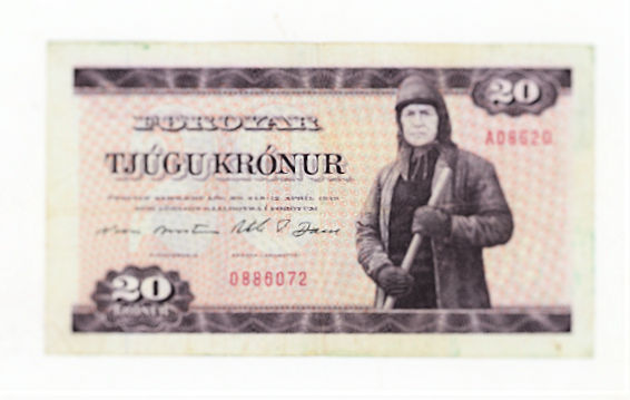 DENMARK FAROE ADALARI Faeroe Islands 20 Kroner 1988 Pick#19b VF+