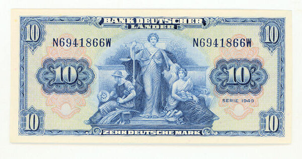DEUTSCHLAND 10 Mark 1949 aUNC *çilaltı banknot