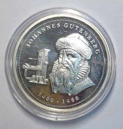 Johannes Gutenberg (1400 - 1468) Hatıra Parası - Gümüş 333