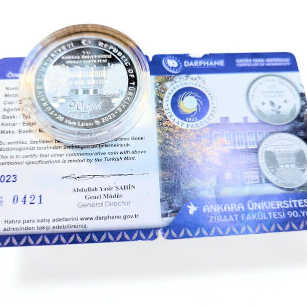 ANKARA ÜNIVERSITESI Ziraat Fakültesi 2023 hatıra parası gümüş *sertifikalı