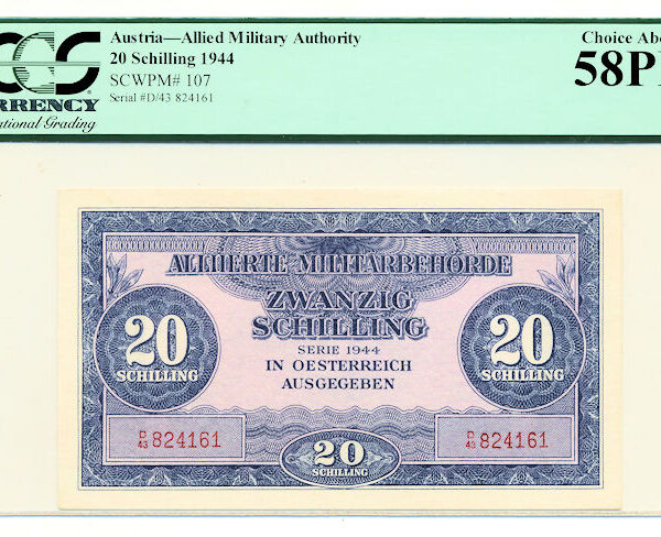 AUSTRIA 20 Schilling 1944 PCGS 58  aUNC