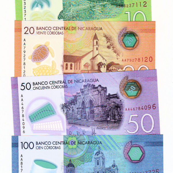 NICARAGUA 10+20+50+100 Cordobas 2021-22 Polymer UNC (çil) 4 banknotes
