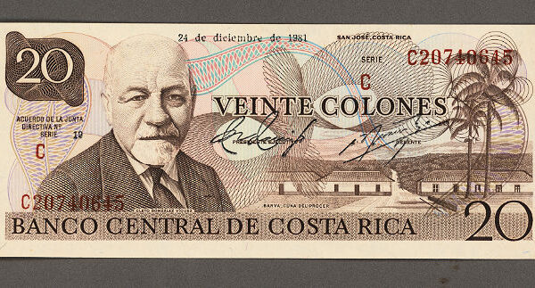 COSTA RICA 20 Colones 1981 UNC - çil banknot