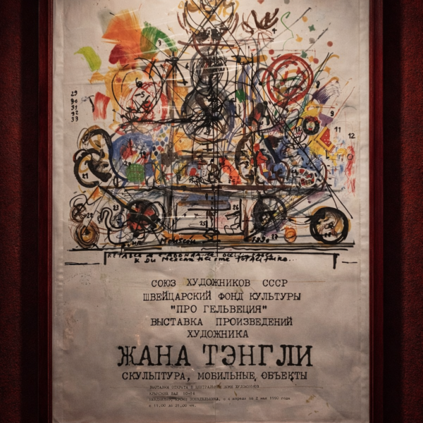 Jean Tinguely – 1990 SSCB Sergi Afişi (Orijinal Dönem Baskı)