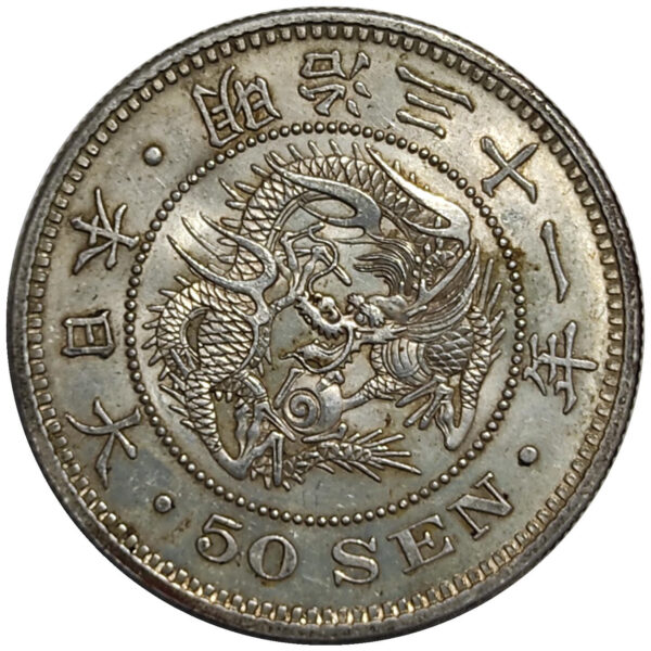 JAPAN 1898 YILI JAPONYA 50 SEN MEİJİ DÖNEMİ 13.48 GRAM GÜMÜŞ