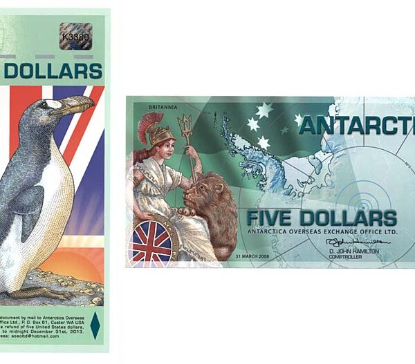 z ANTARCTICA 5 Dollars 2011 - ÇİL banknot (UNC)