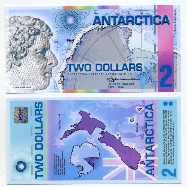 z ANTARCTICA 2 Dollars 2007 - ÇİL banknot (UNC)