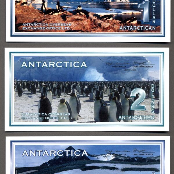 z ANTARCTICA 1+2+5 Dollars 1995-1996 First Issue SPECIMEN - ÇİL banknot (UNC)