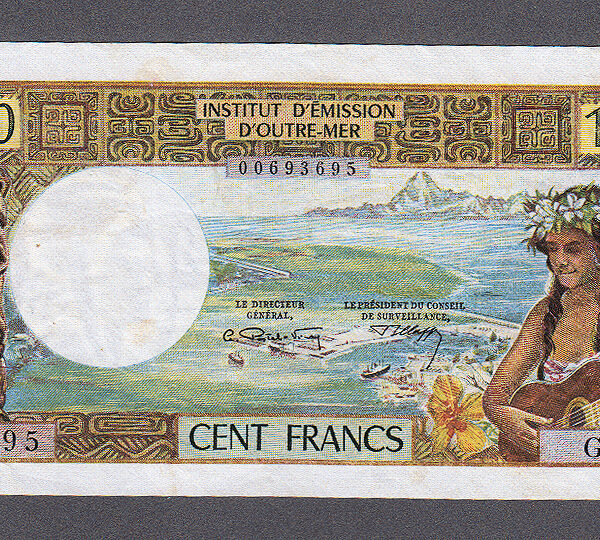 NOUVELLE HEBRIDES Institut D`Emission D`Outre Mer *PAPEETE 100 francs  - VF *çt
