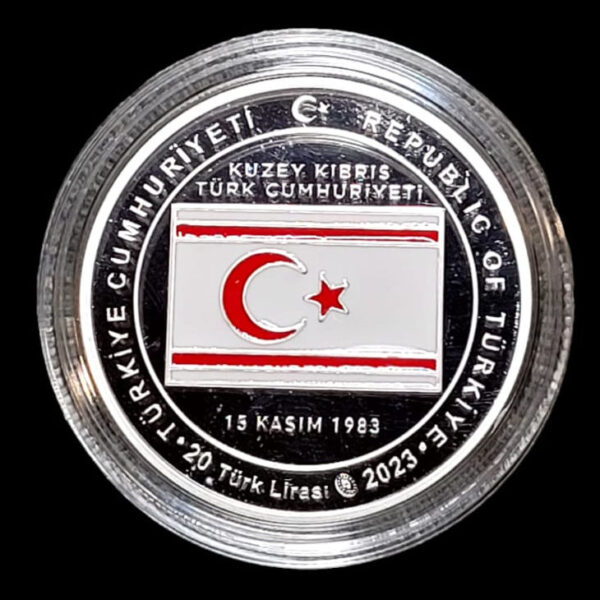 K.K.T.C. KUZEY KIBRIS TÜRK CUM. 40 senesi mineli 2024 hatıra parası gümüş *sertifikalı