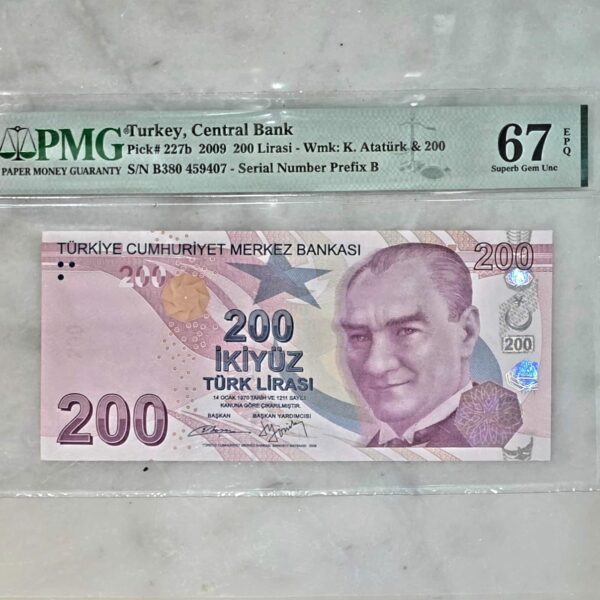 9.EMİSYON 200 TL SERİ B38 PMG 67 EPQ *UNC – çil