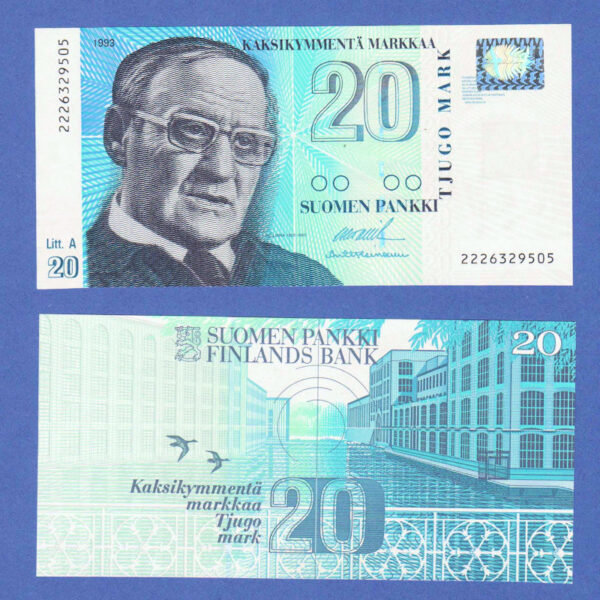 FINLAND Finlandiya 20 Markkaa 1993 - UNC - çil banknot