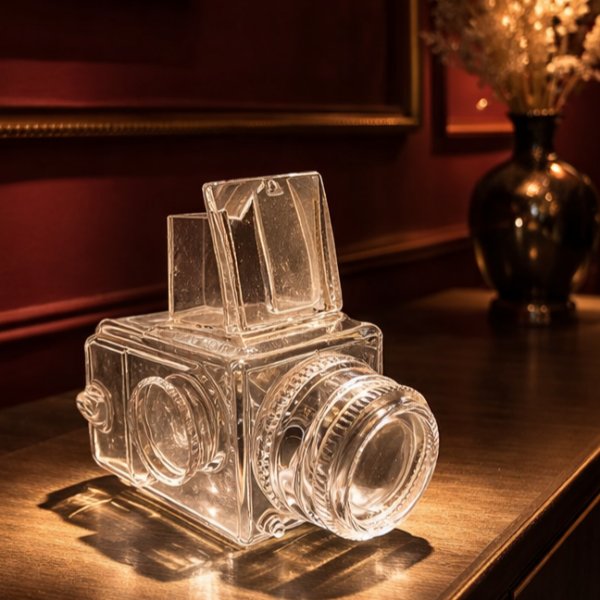 Vintage Cam Kristal Kamera HASSELBLAD Objesi – Nostaljik Dekoratif Koleksiyon Parçası