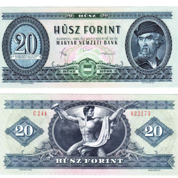 Macaristan HUNGARY 20 Florin 1975 – aUNC çilaltı
