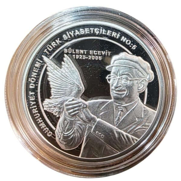 Türk Siyasetçileri  Bülent Ecevit no.5 DARPHANE HATIRA GÜMÜŞ Sertifikalı